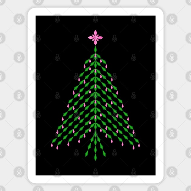Elegant pink and green crystal Christmas Tree Sticker by kindsouldesign